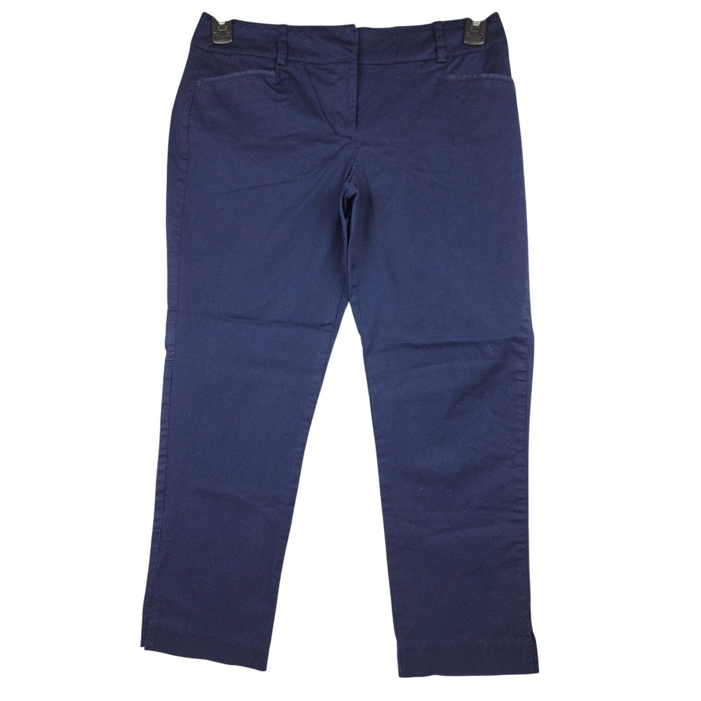 7th Avenue Studio New York Company Navy Blue Cotton Blend Crop Pants Womens Sz 4